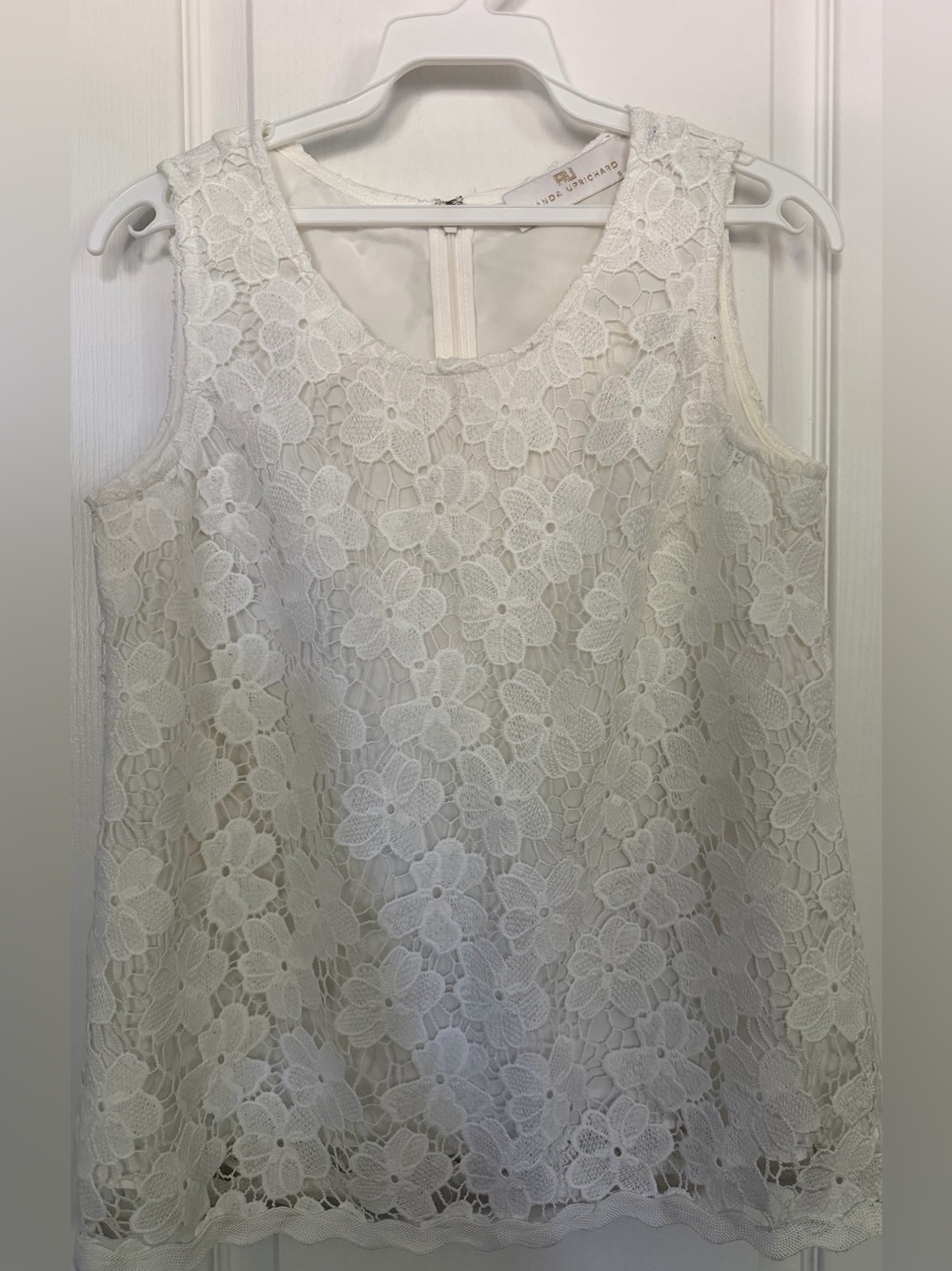 White Floral Lace Sleeveless Dress